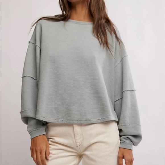 Free People Tops - Free People Total Eclipse Tee- Cold Winter Light Gray Long sleeve
